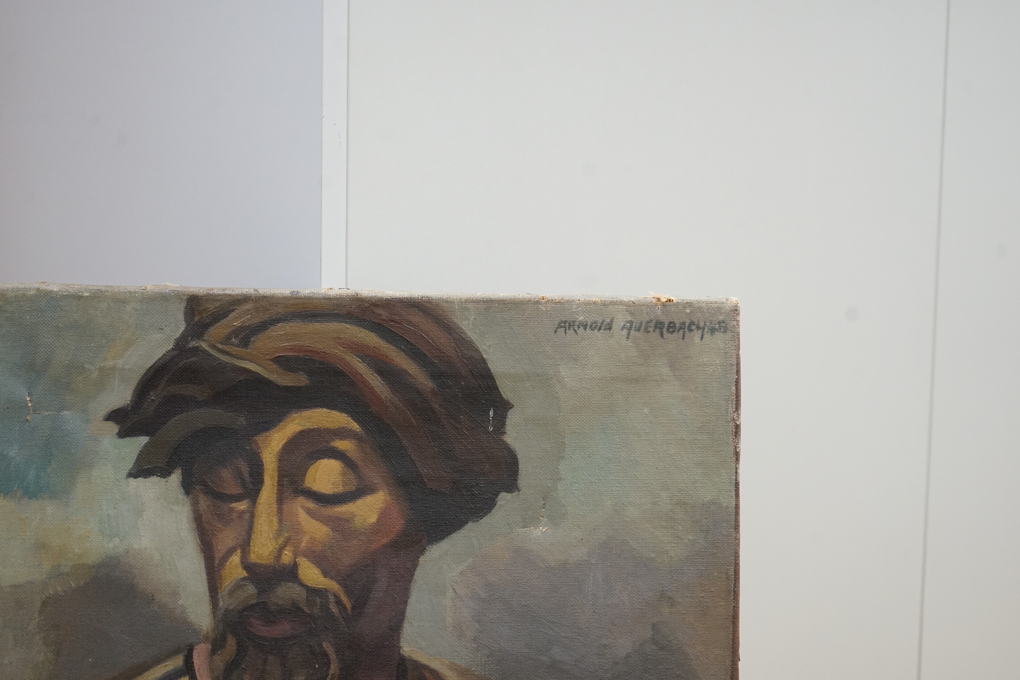 Arnold Auerbach (1898-1978), oil on canvas, 'The Mendicant', signed and dated '48, 61 x 46cm, unframed
